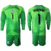 Conjunto (Camiseta+Pantalón Corto) Portero Manga Larga Inglaterra PICKFORD 1 Mundial 2022 Verde - Niño